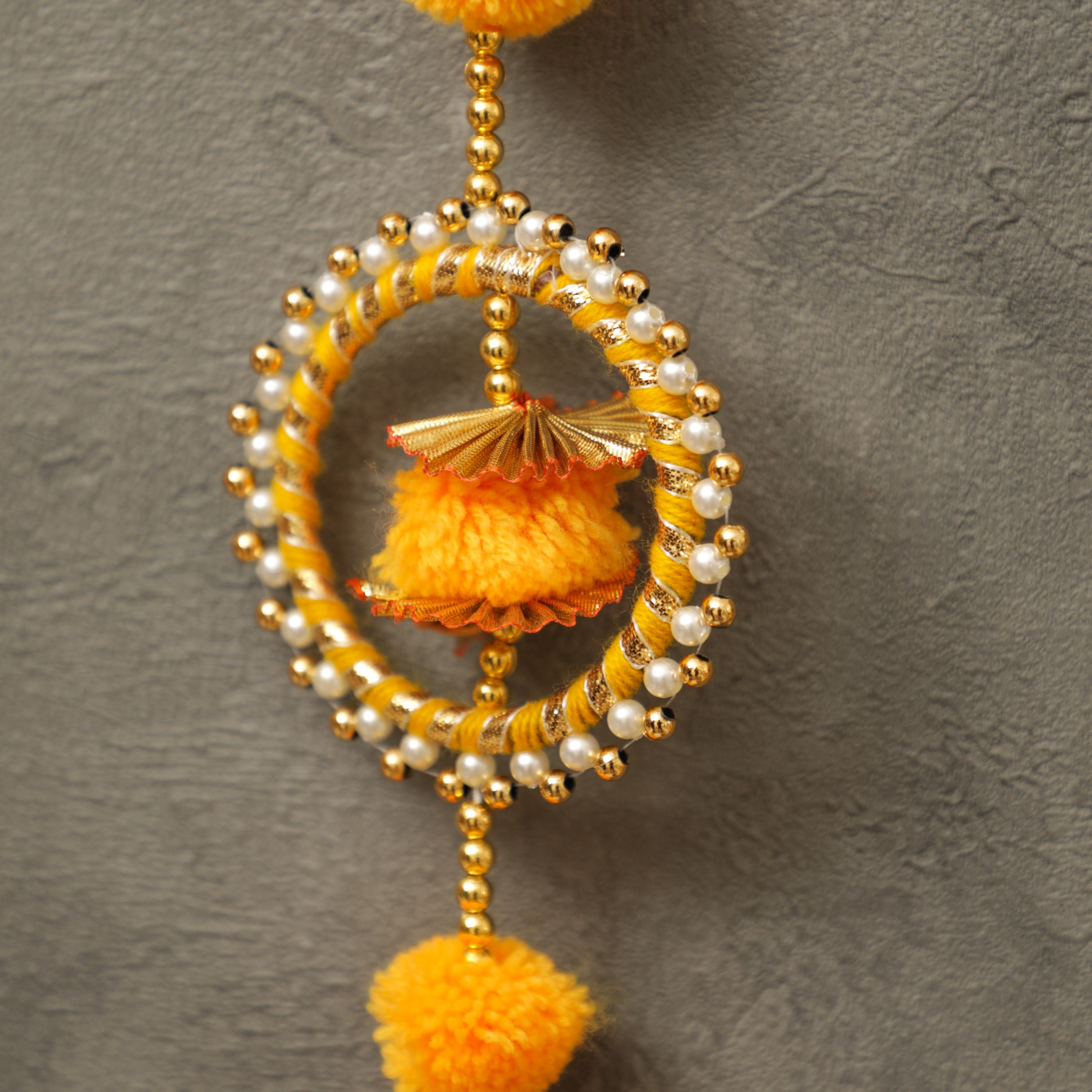 Pompom with perals and gota flowers